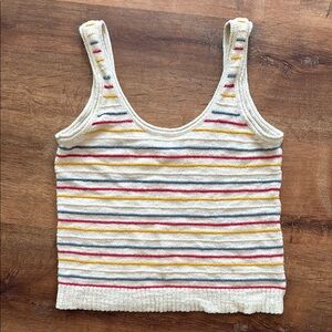 Madewell Pink and Blue Ribbed Crop Tank Top